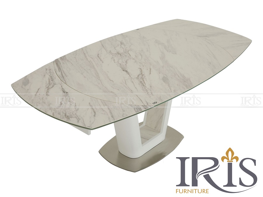 hoa văn bàn ăn mặt đá ceramic trắng đẹp IRIS