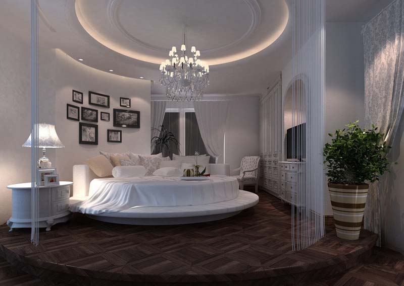 phòng ngủ sành điệu với kiểu giường tròn