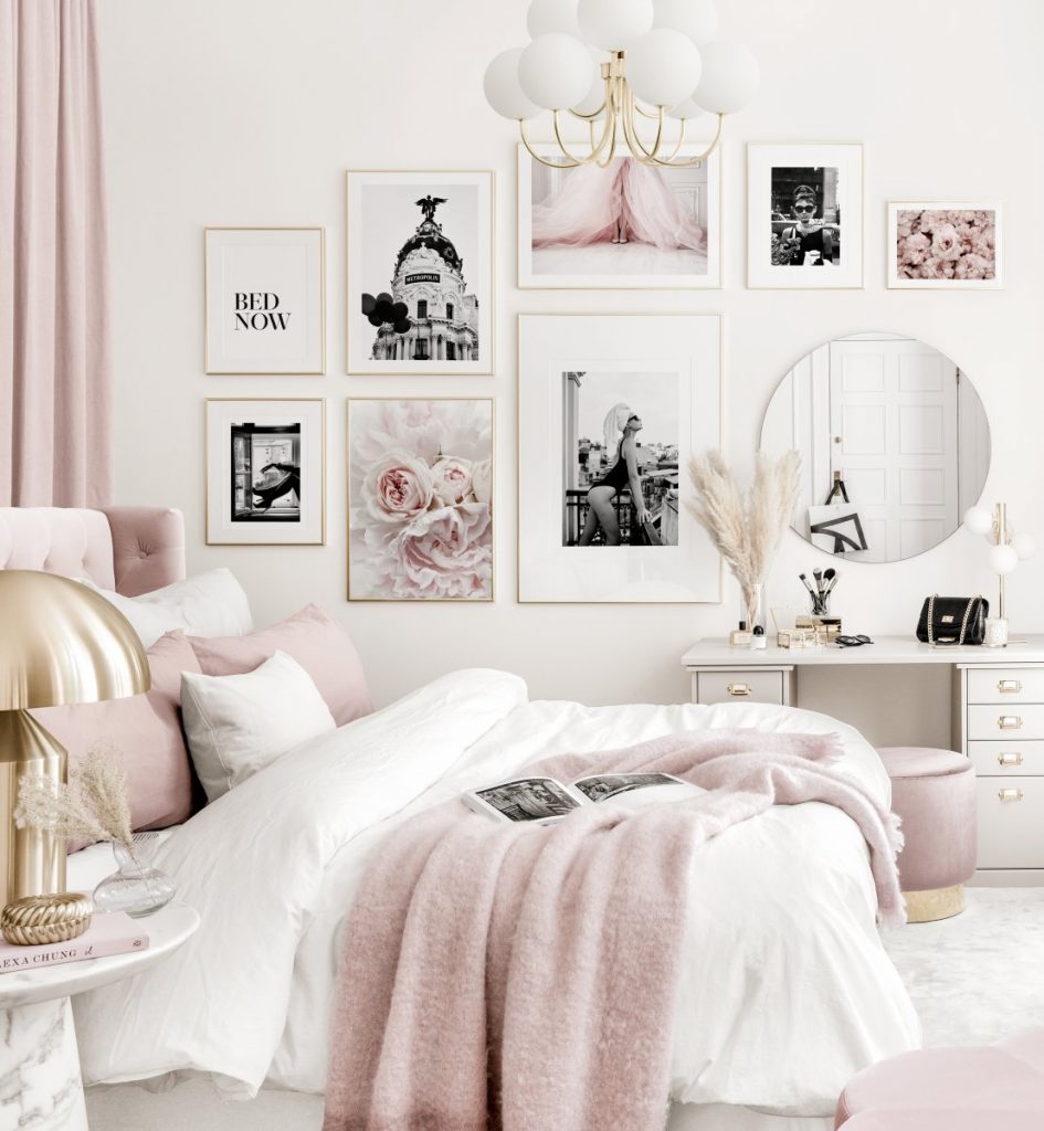 phòng ngủ trắng hồng