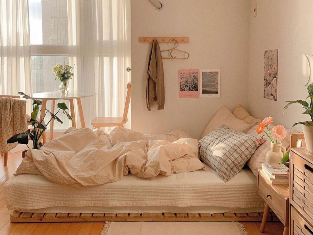Decor phòng ngủ nhỏ Phong cách Vintage Tone hồng  Phòng ngủ Nhà cửa  Trang trí