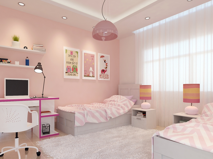 phòng ngủ đẹp màu hồng