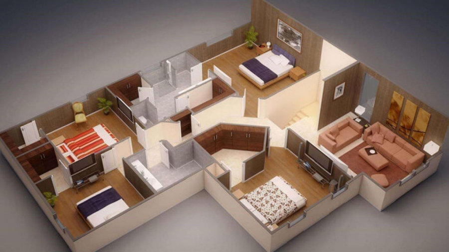 mặt bằng căn hộ chung cư 3 phòng ngủ