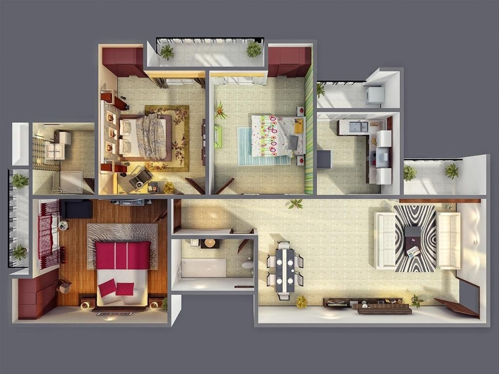 mặt bằng nội thất căn hộ chung cư
