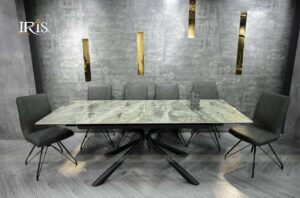 Bộ bàn ăn 10 ghế nhập khẩu Macro Sapphire ghe HD 9206B Grey