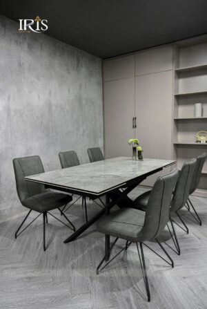 Bộ bàn ăn 6 ghế nhập khẩu Stella Grey ghế HD 9206B Grey