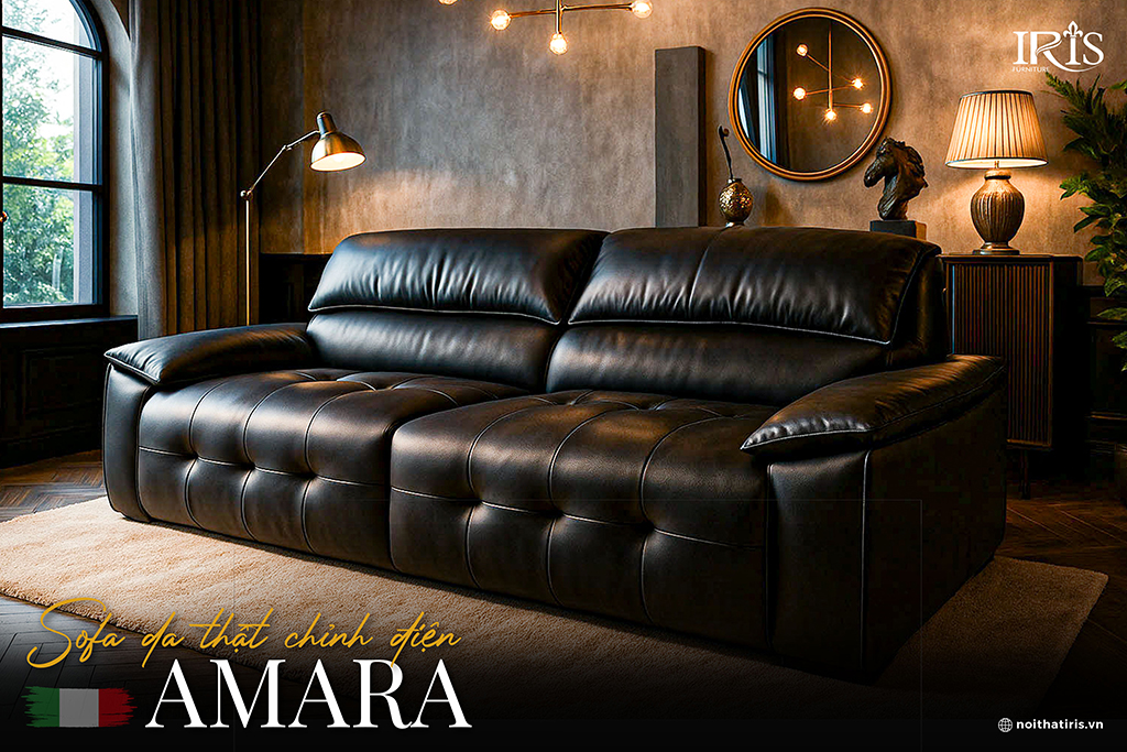 Ghế Sofa Amara được làm từ da thật nguyên chất Ý