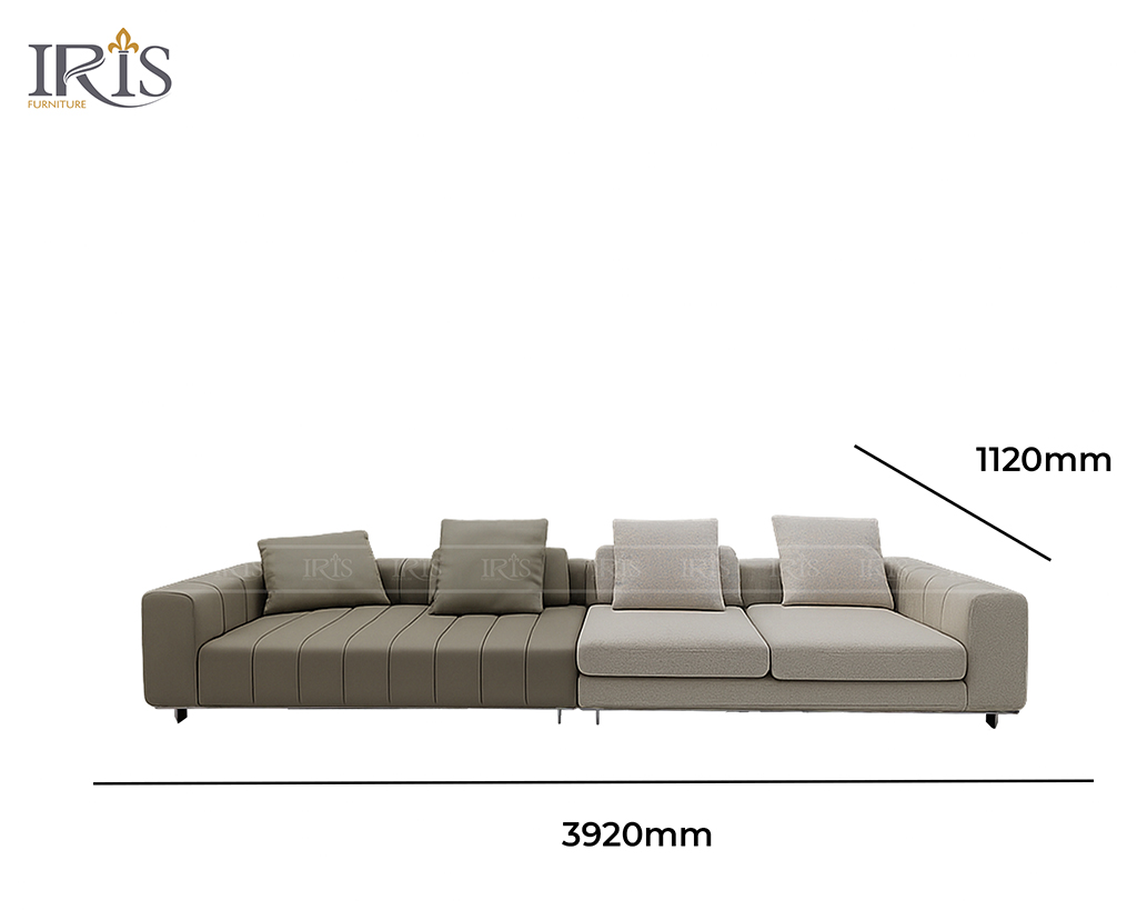 Sofa Freeman được làm từ da thật và vải tweet chính hãng từ Ý