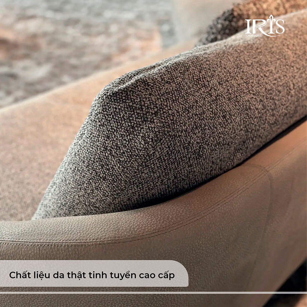 Ghế có chất liệu da bò thật kết hợp với vải tweet cao cấp