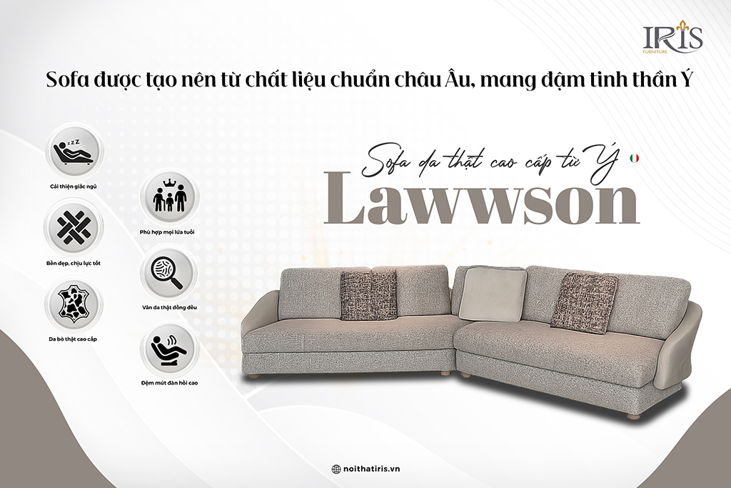 Sofa được làm từ chất liệu Châu Âu mang đậm nét tinh thần Ý