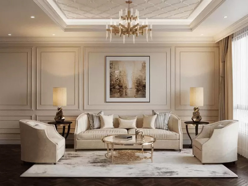 Tân cổ điển giúp phòng khách vừa đẳng cấp vừa ấm cúng