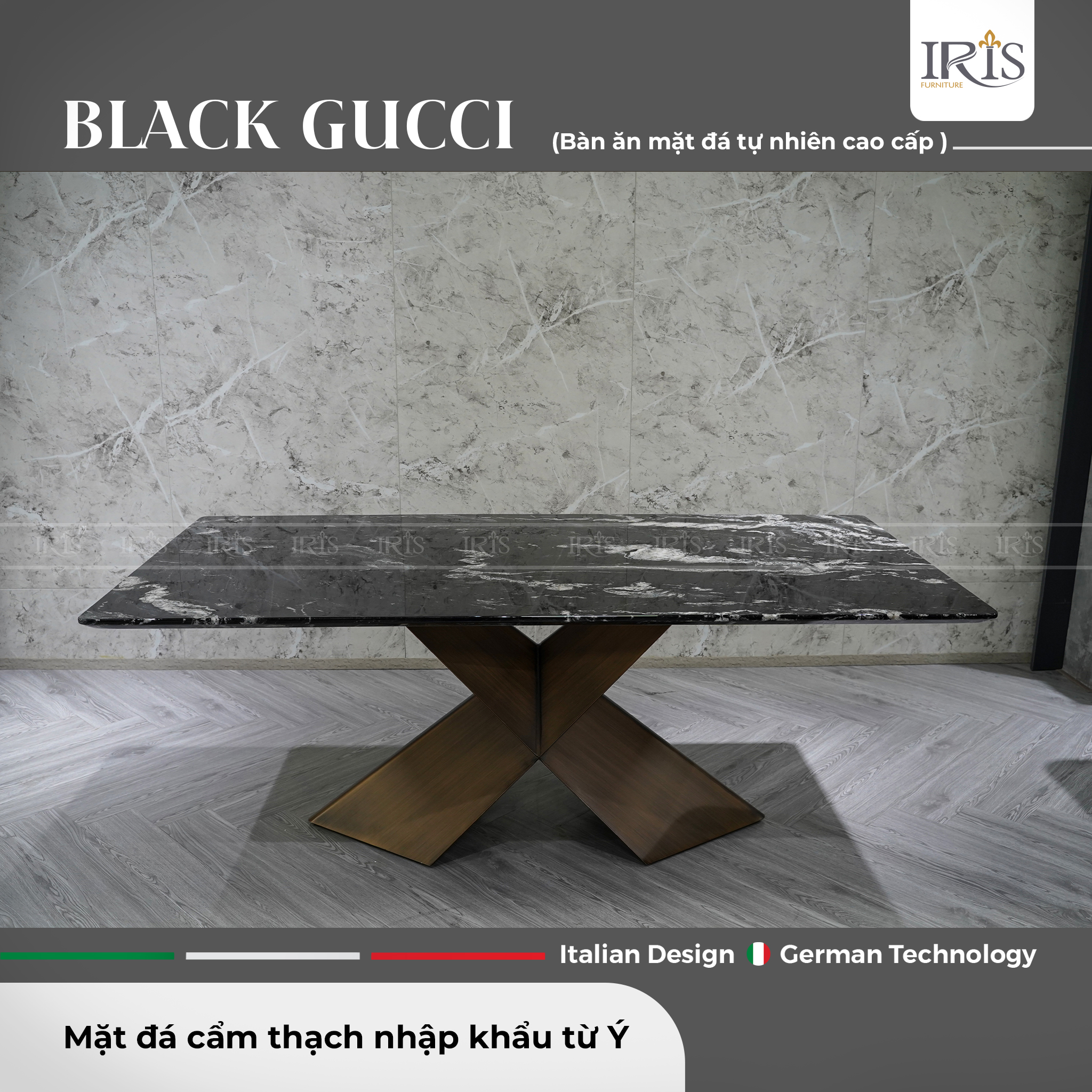 Bàn ăn mặt đá Black Gucci