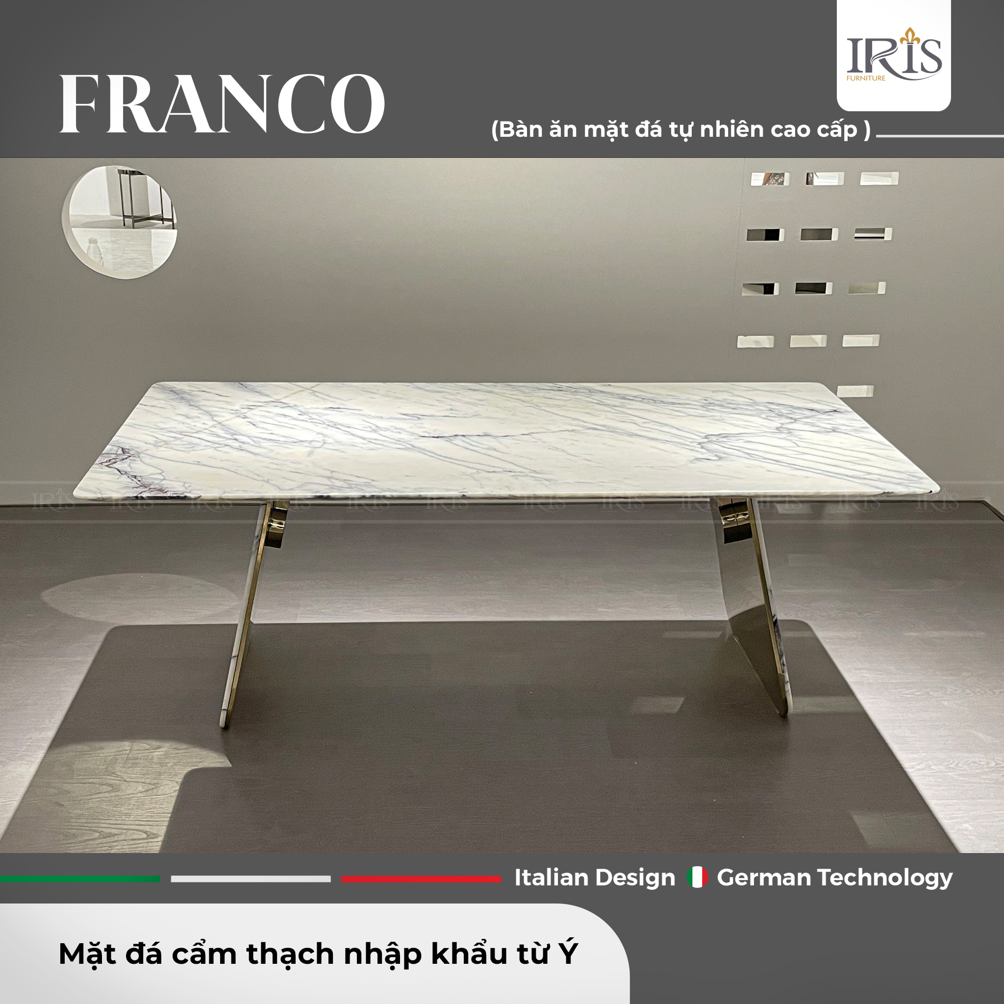 Bàn ăn mặt đá cẩm thạch tự nhiên FRANCO