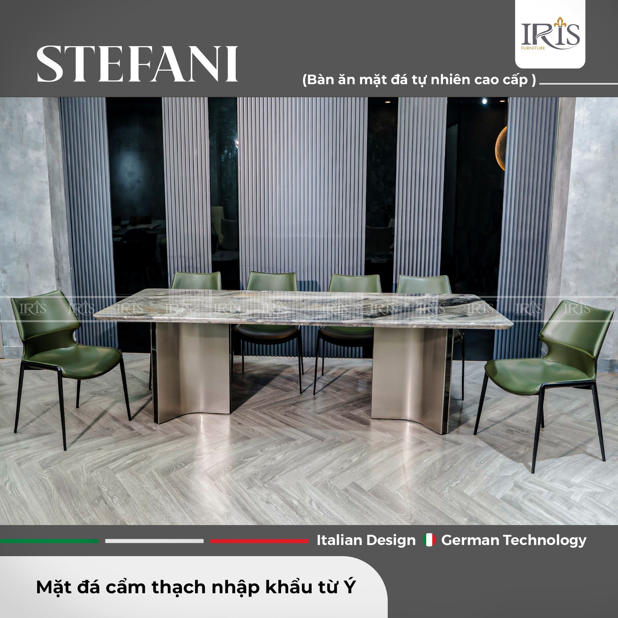 Bàn ăn mặt đá cẩm thạch tự nhiên Stefani