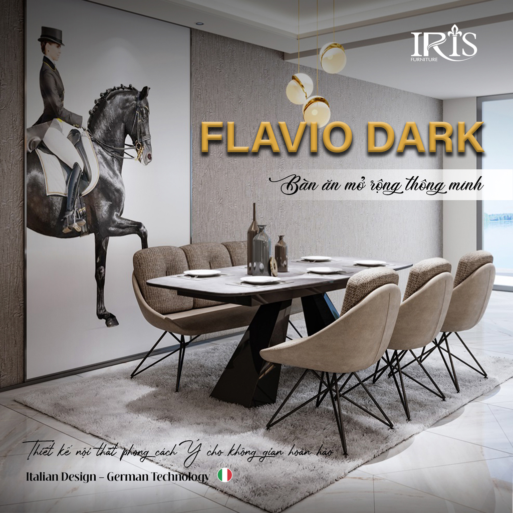 Bàn ăn Flavio Dark với thiết kế thông minh chuẩn Ý