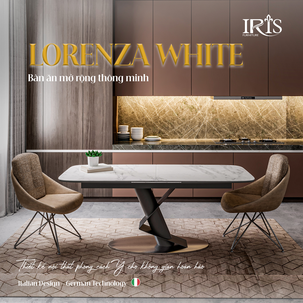 Bàn ăn thông minh Lorenza White - Một trong các dòng bán chạy nhất tại Showroom IRIS