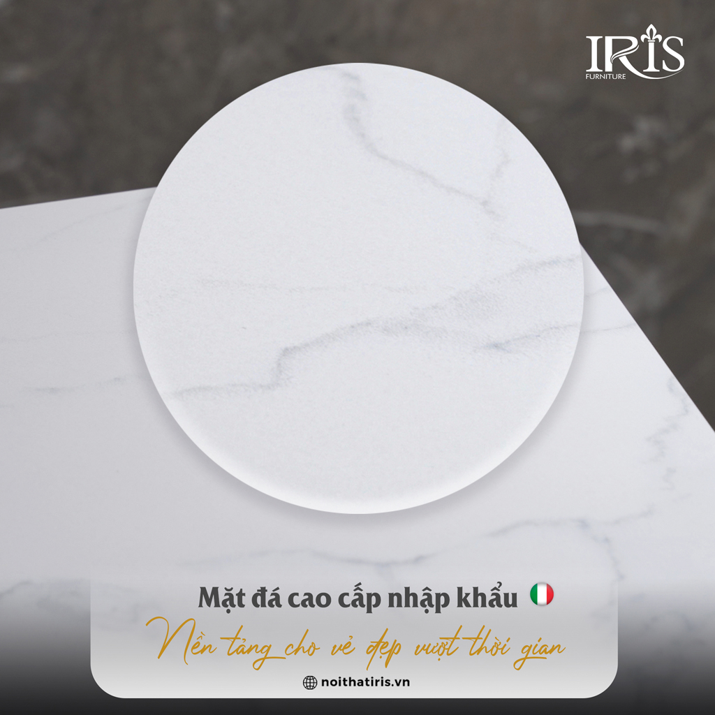 Mặt bàn làm từ đá tạo lên sự bền bỉ theo thời gian