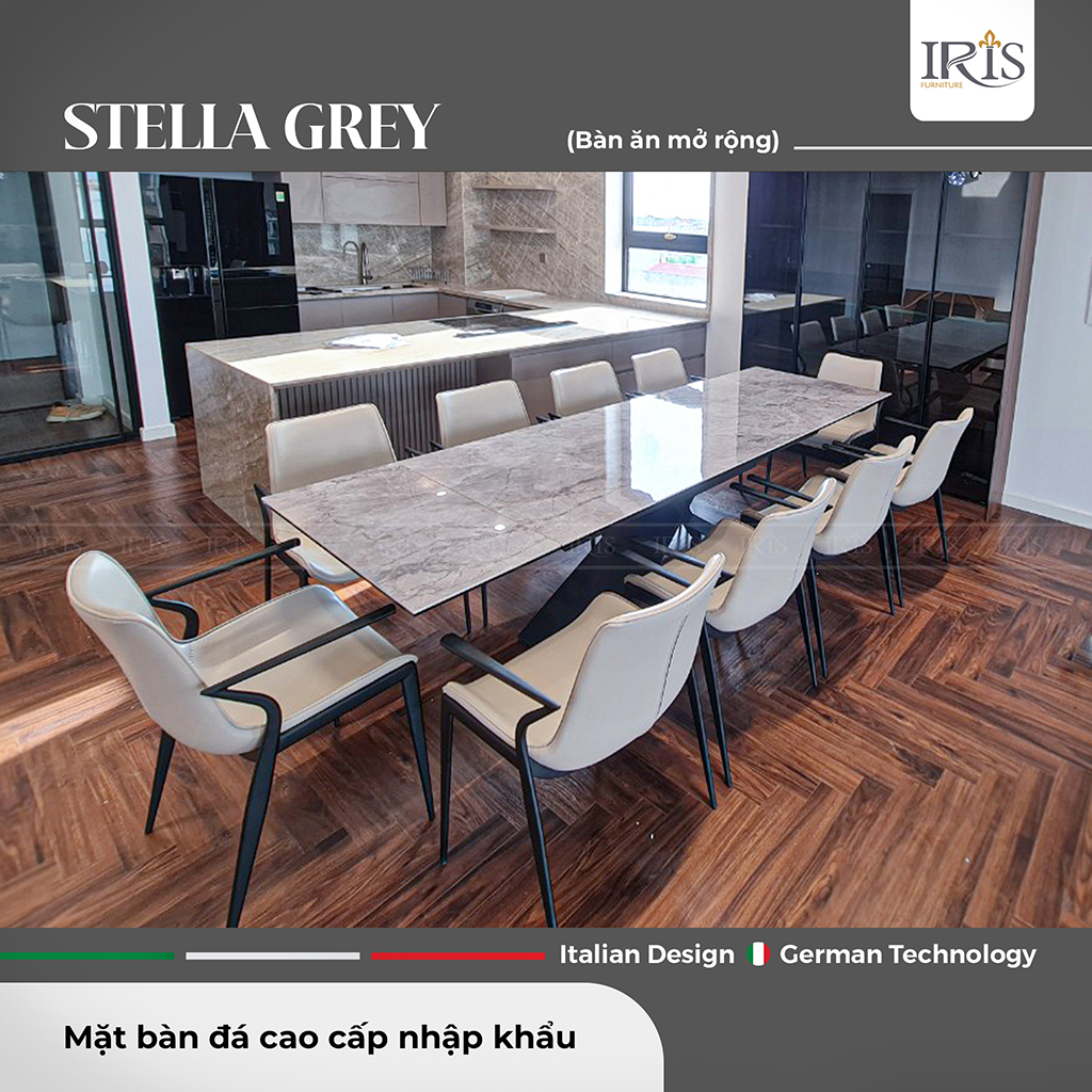 Bàn ăn thông minh kéo dài 2m6 Stella Grey