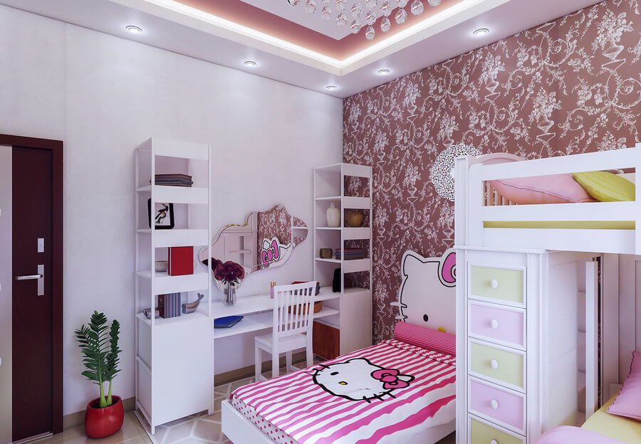 thiết kế nội thất trẻ em phòng bé gái