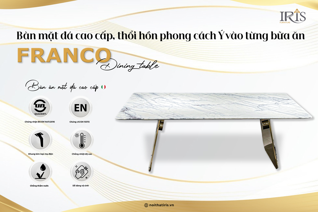 FRANCO - Bàn mặt đá cao cấp đậm chất Ý nâng tầm từng bữa ăn