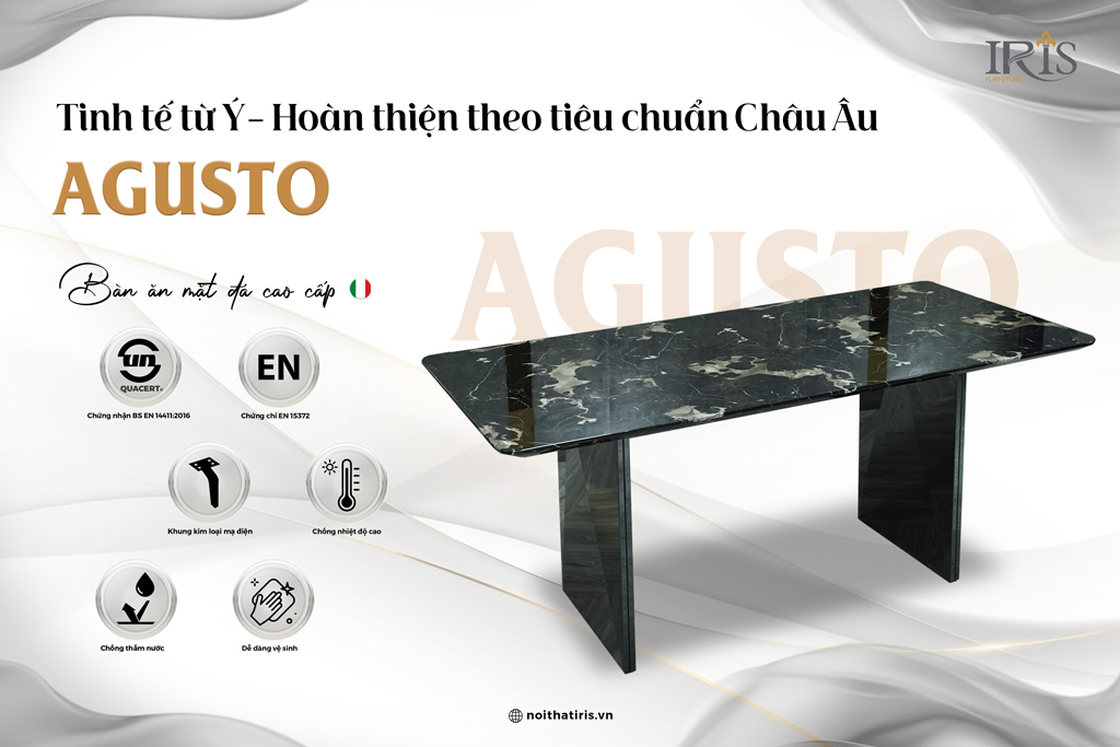 Bàn ăn mặt đá nhân tạo Agusto được nhập khẩu từ Ý cao cấp