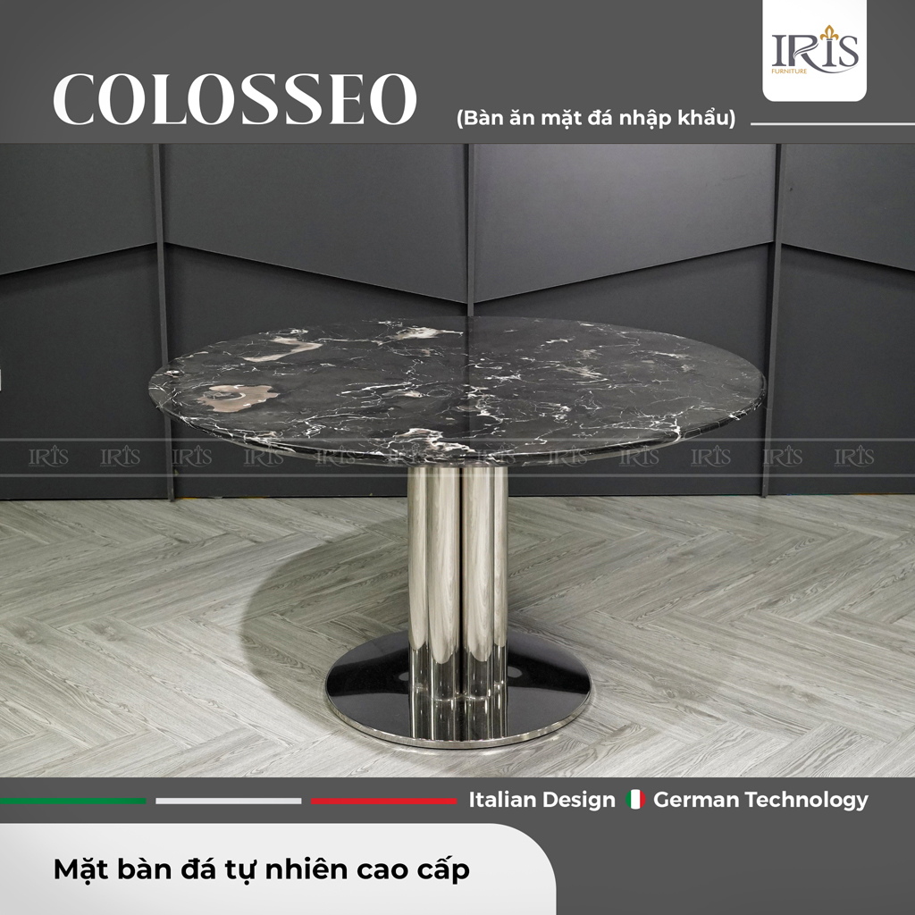 Khám phá bàn ăn Colosseo mặt đá cẩm thạch, phong cách Ý