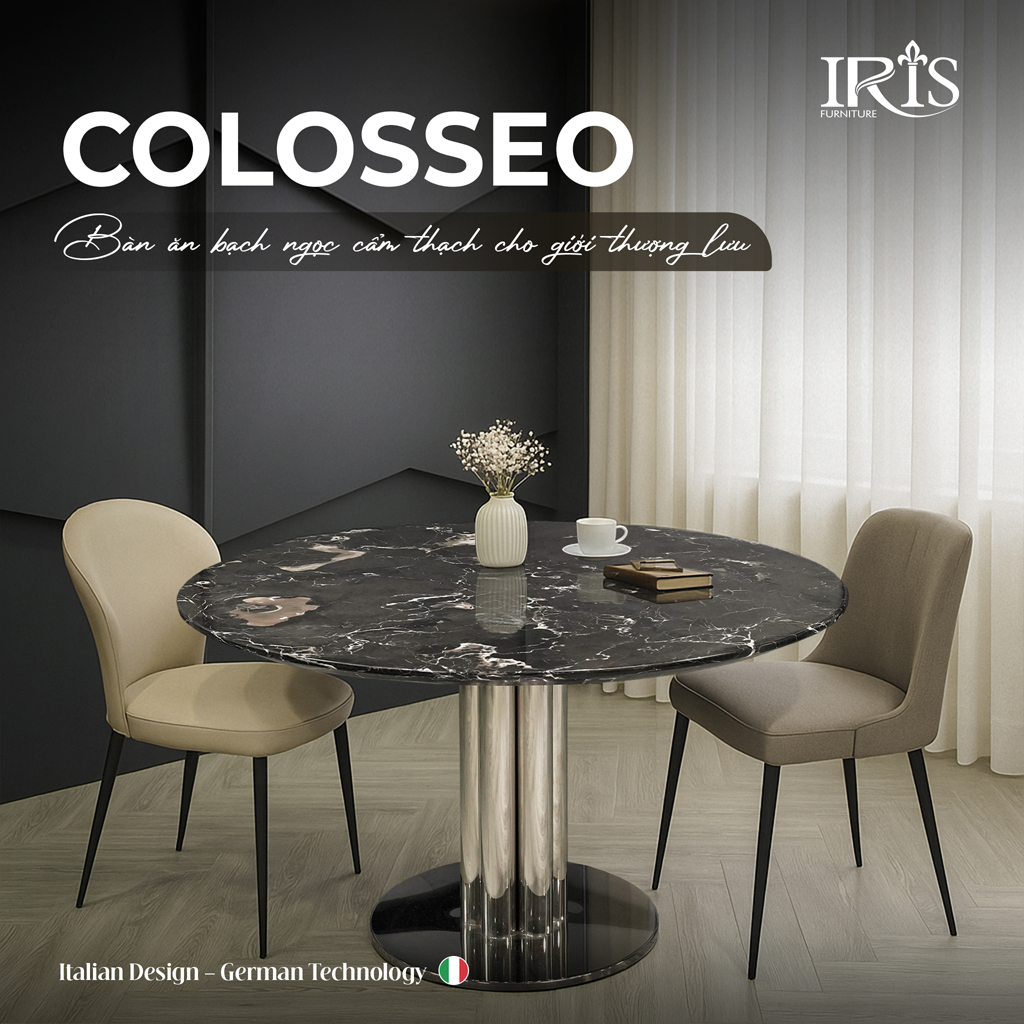 Bàn ăn hình tròn mặt đá Colosseo phù hợp cho giới thượng lưu