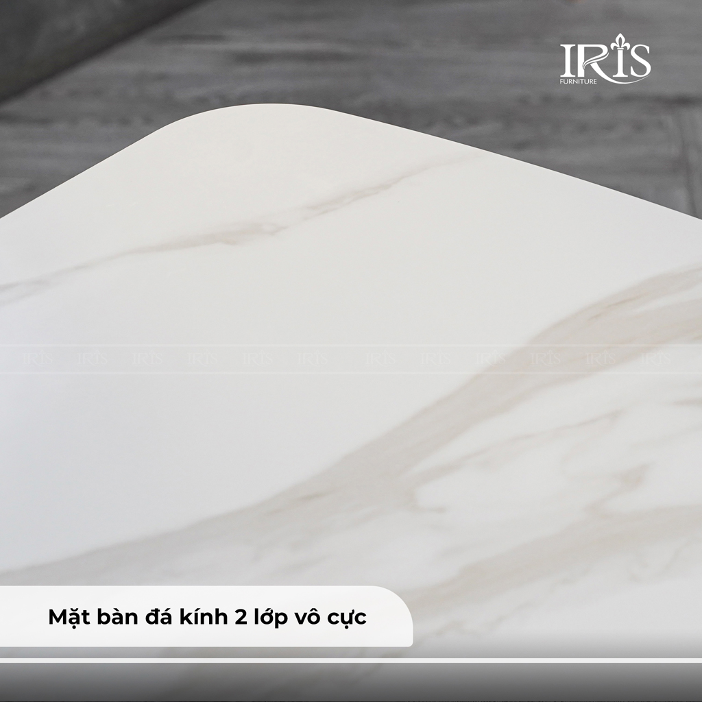 Mặt bàn được làm từ đá cao cấp có kính 2 lớp vô cực