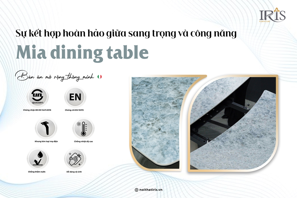 Bàn ăn là sự kết hợp hoàn hảo giữa sự sang trọng và tính năng