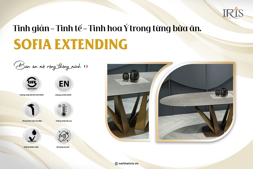 Bàn ăn được thiết kế tinh giản thể hiện qua từng bữa ăn