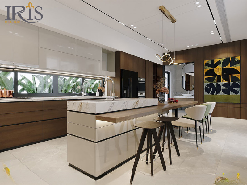 Đảo bếp giúp không gian thoáng đãng và tiện lợi hơn