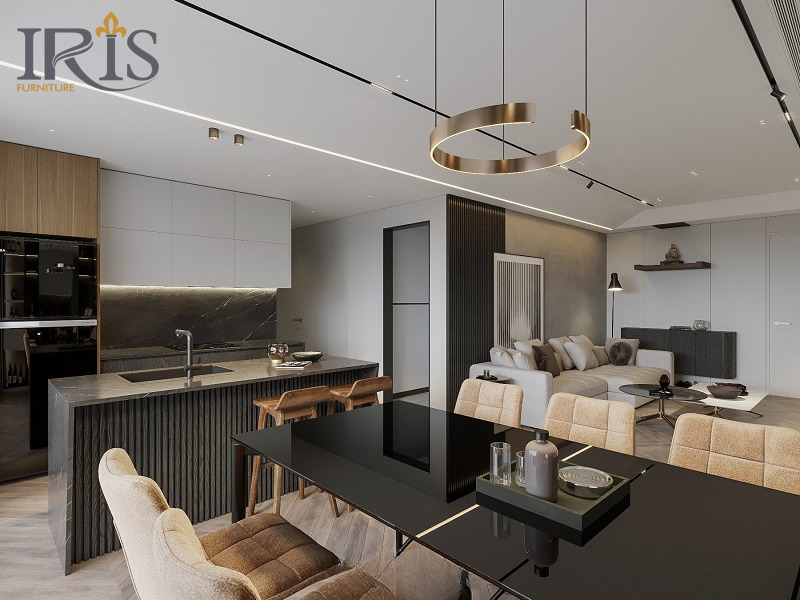 Kết hợp tối ưu ánh sáng và không gian, giúp căn bếp luôn thông thoáng