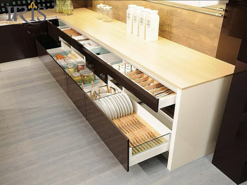 Phòng bếp được bố trí khoa học, tối ưu công năng và tăng sự thoải mái khi sử dụng