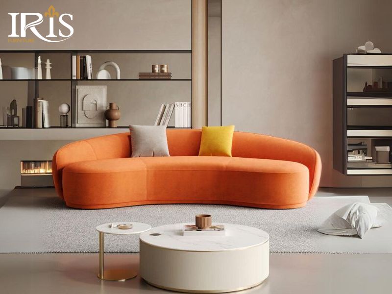 Sofa văng màu cam phong cách sang trọng
