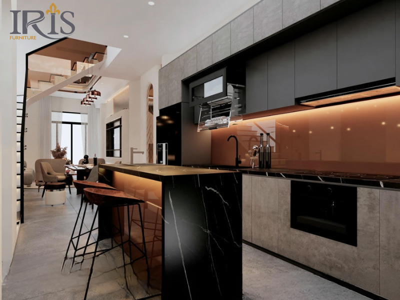 Thiết kế tối giản giúp căn bếp luôn thông thoáng và dễ di chuyển