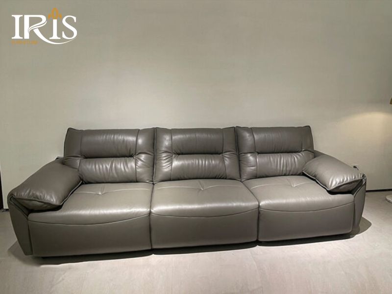 Sofa Bruno sang trọng, da bò thật full grain, tích hợp chỉnh điện, trở thành điểm nhấn hoàn hảo cho không gian sống.