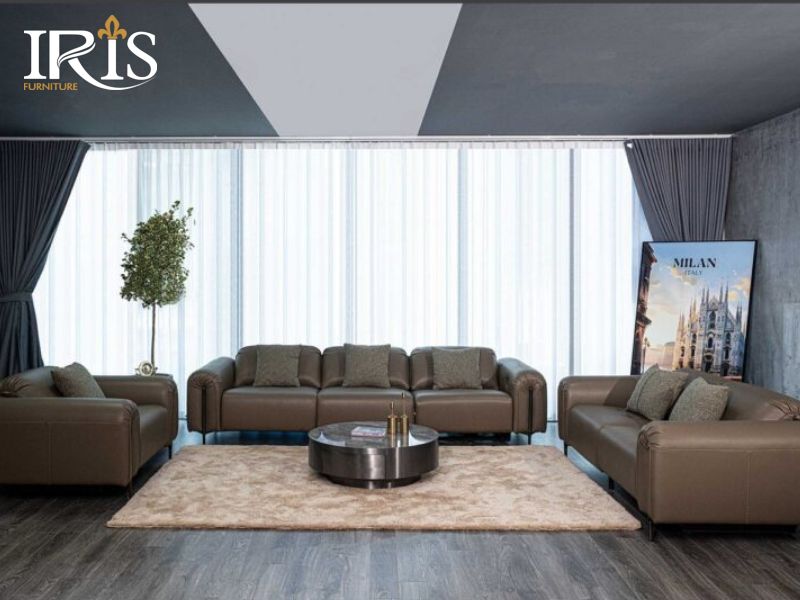 Sofa Estelle – thiết kế Bắc Âu hiện đại, da bò Ý cao cấp, mang lại vẻ đẹp tinh giản và sang trọng.