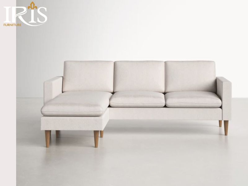 Mẫu sofa góc chữ L 2m1 giúp tận dụng góc nhà, mở rộng không gian sinh hoạt.
