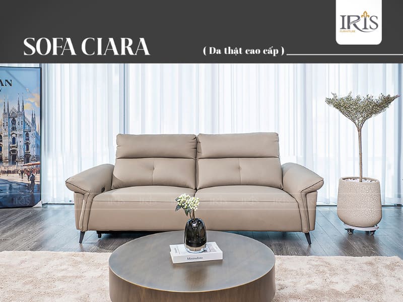Sofa văng Ciara màu kem cao cấp cho phòng khách