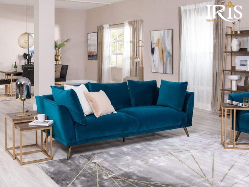 Top 30 mẫu sofa màu xanh dương đẹp, hiện đại 2025 13 Sofa xanh dương hợp phong cách hiện đại, tối giản, Bắc Âu, tân cổ điển