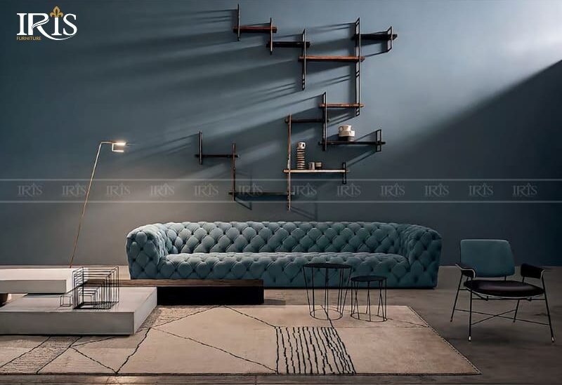 Top 30 mẫu sofa màu xanh dương đẹp, hiện đại 2025 16 Sofa Chestermoon Baxter xanh dương da bò Ý cao cấp, sang trọng và tinh xảo