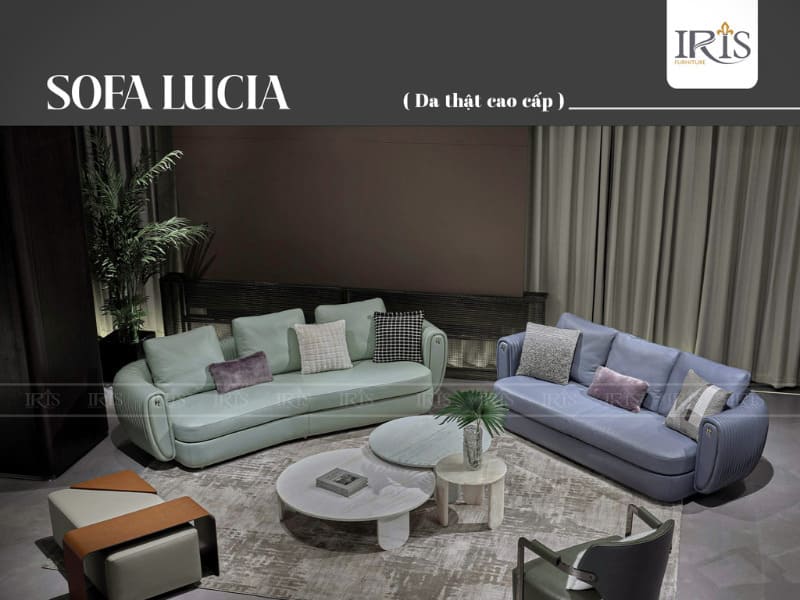 Top 30 mẫu sofa màu xanh dương đẹp, hiện đại 2025 19 Sofa Lucia Casa xanh da bò Ý nhập khẩu, thiết kế hiện đại, sang trọng và bền đẹp