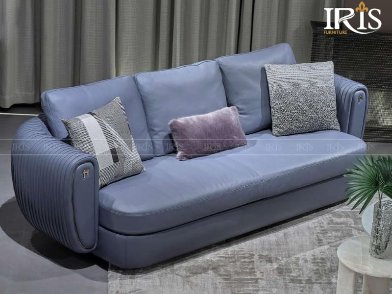 Top 30 mẫu sofa màu xanh dương đẹp, hiện đại 2025 20 Sofa da thật Lucia Casa màu xanh, khung gỗ chắc chắn, êm ái và tinh tế