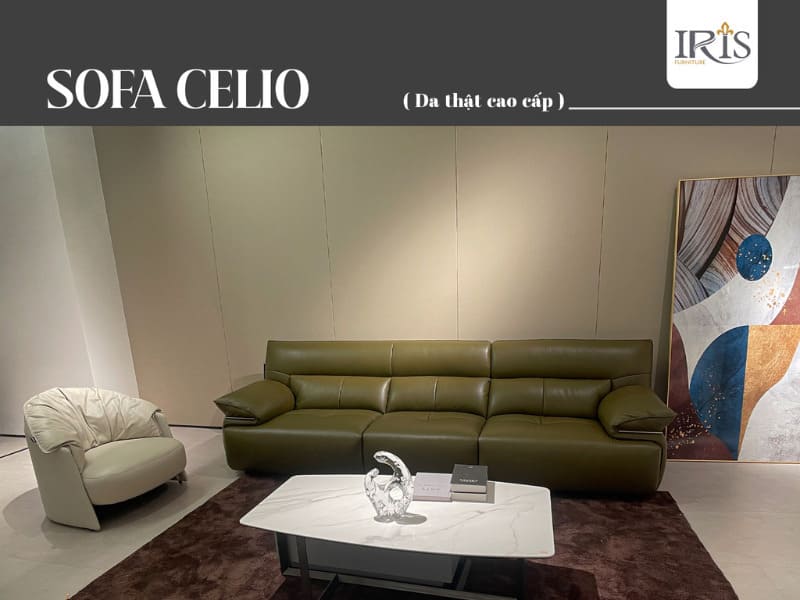 Sofa văng Celio hiện đại màu xanh rêu