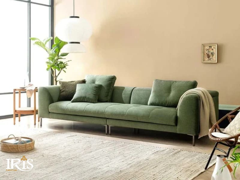 Sofa màu xanh rêu được ưa chuộng trong thiết kế nội thất
