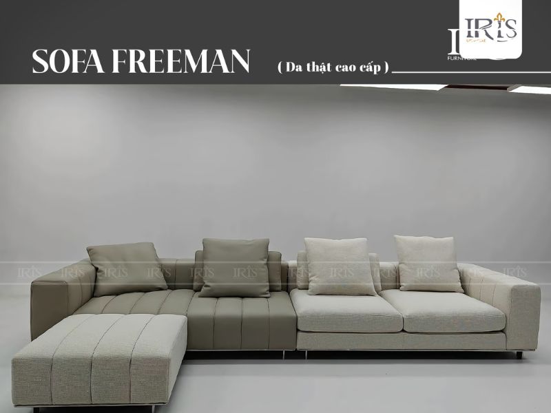 Sofa 4 chỗ Freeman da thật từ IRIS