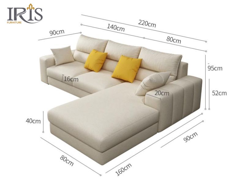 Sofa góc L có kích thước từ 1m2 - 2m2