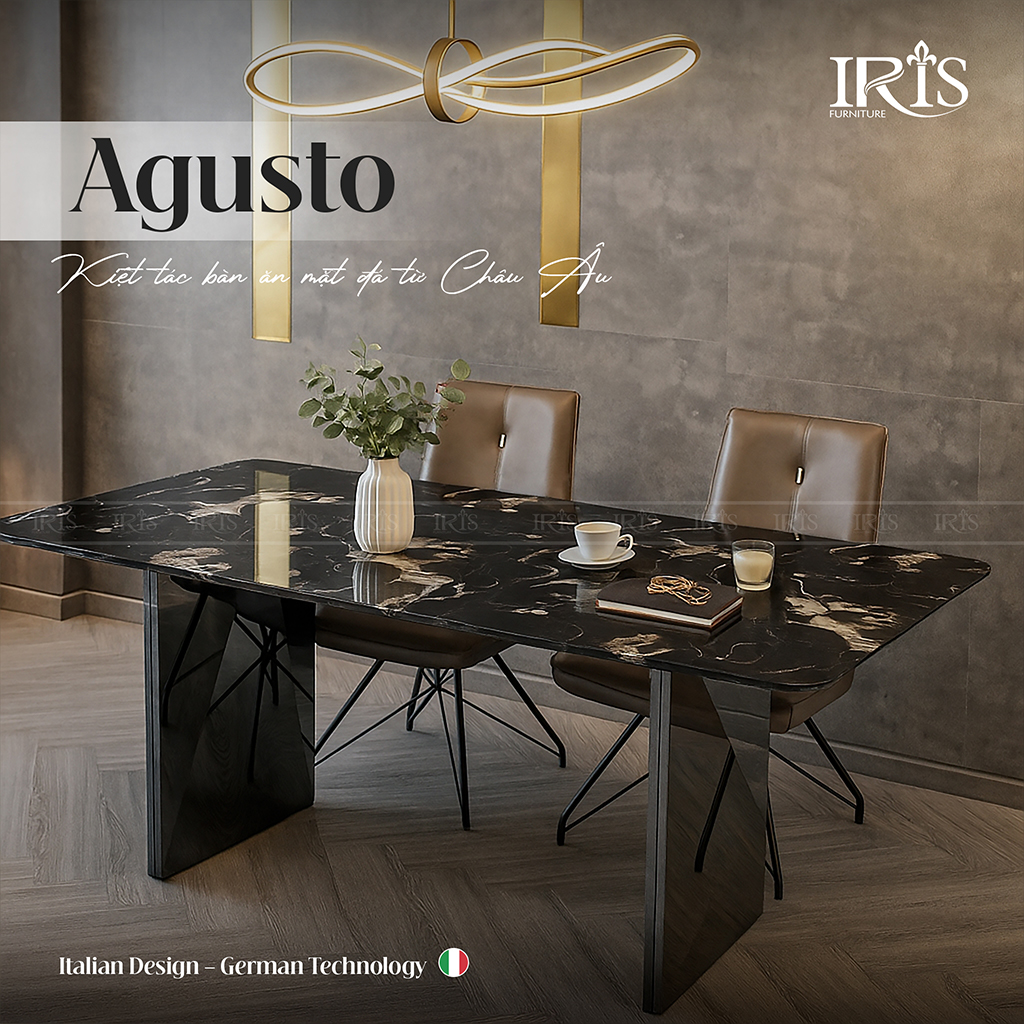 Bàn ăn mặt đá nhân tạo Agusto được nhập khẩu từ Ý cao cấp