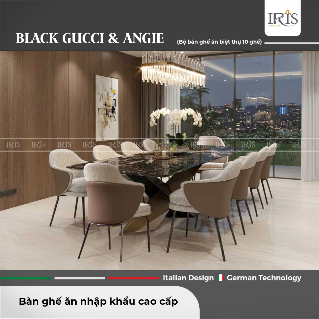 Bộ Bàn Ăn Black Gucci & Ghế Angie