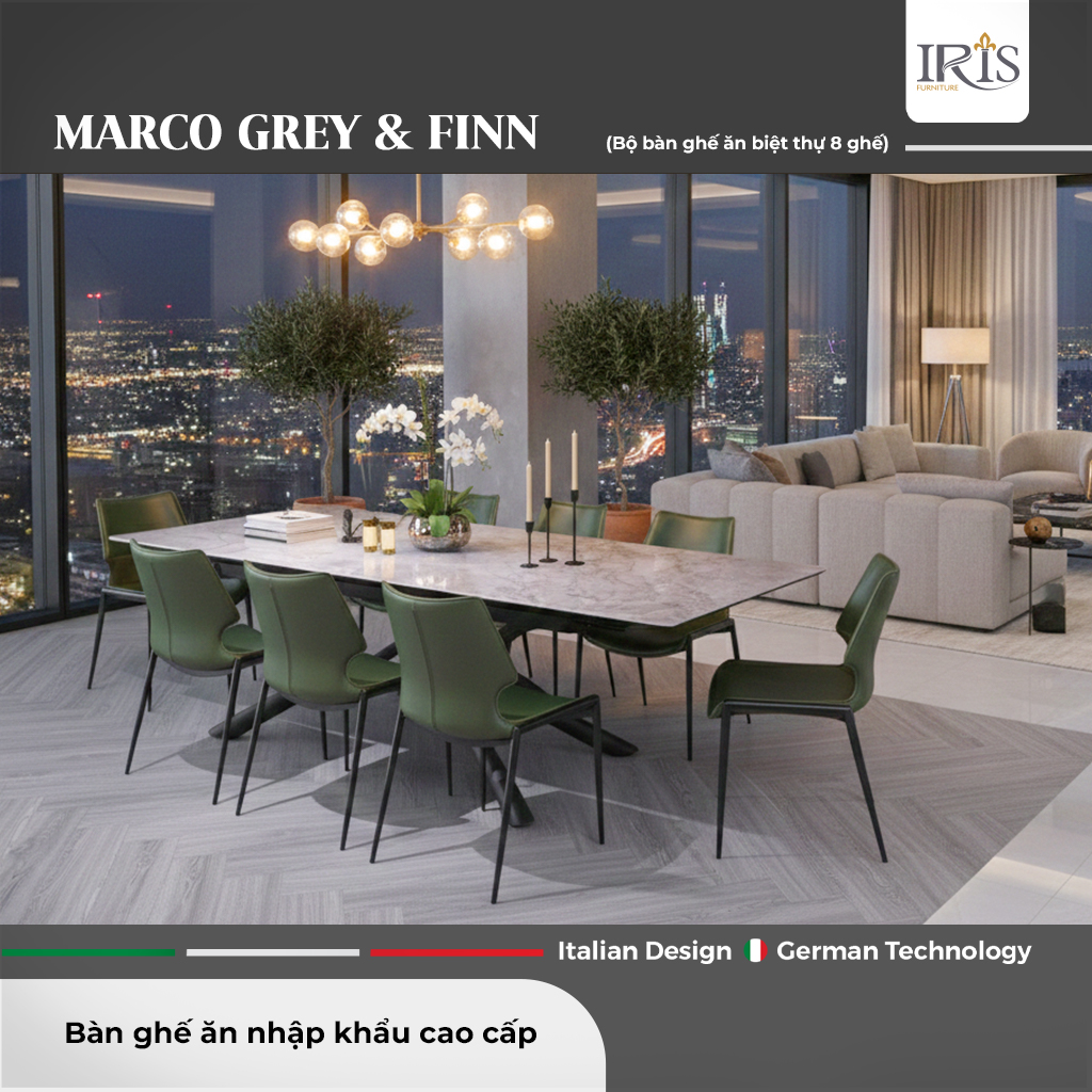 Bàn Ăn Thông Minh Marco Grey & Ghế Finn