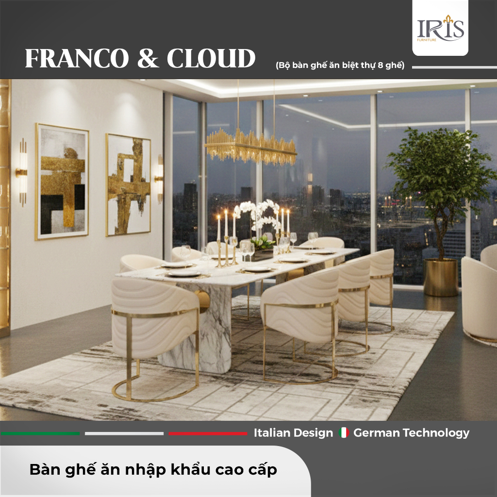 Bộ Bàn Ăn Mặt Đá Franco & Ghế Cloud